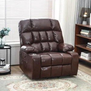 BulkyRiser extra wide lift chair in faux leather brown