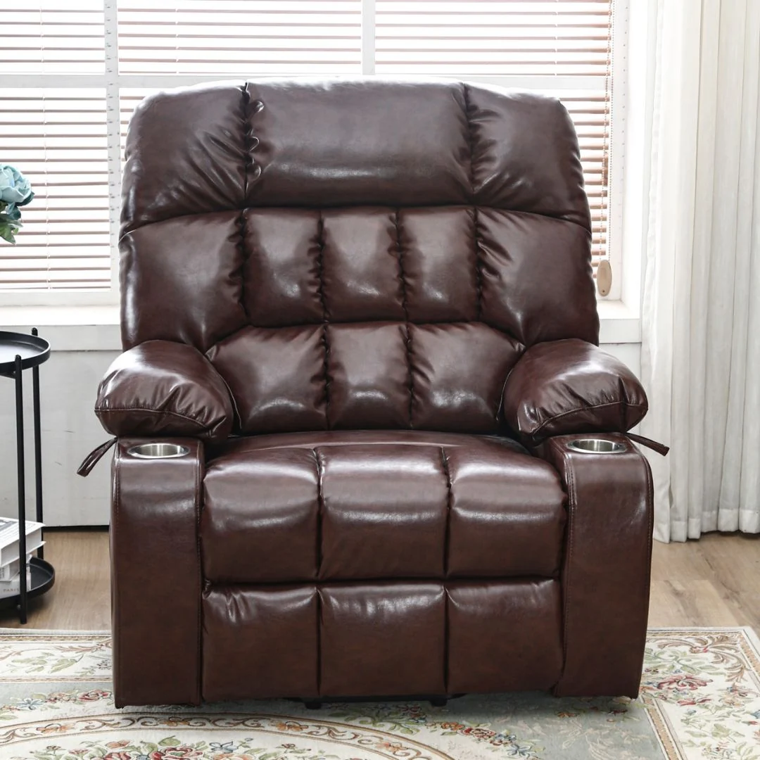 BulkyRiser extra wide lift chair in faux leather brown
