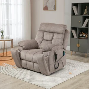 Castle 2.0 lay flat lift chair with heat and massage in light brown