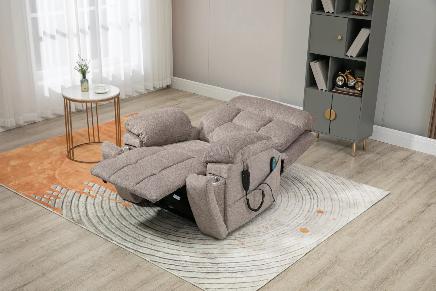 Castle 2.0 lay flat lift chair with heat and massage in light brown