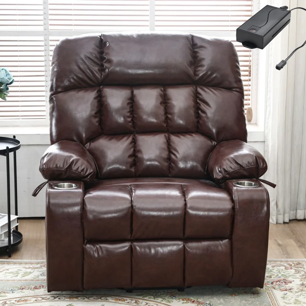 BulkyRiser extra wide lift chair in faux leather brown