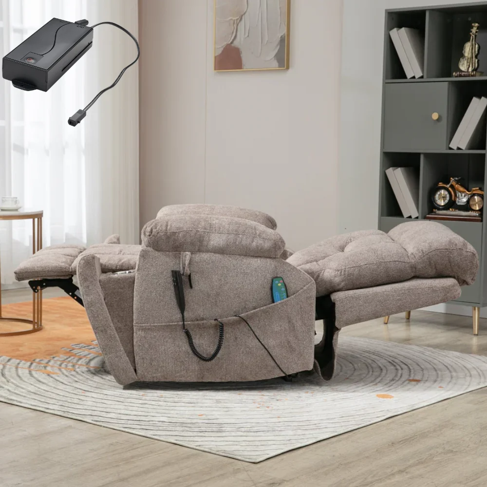 Castle 2.0 lay flat lift chair with heat and massage in light brown