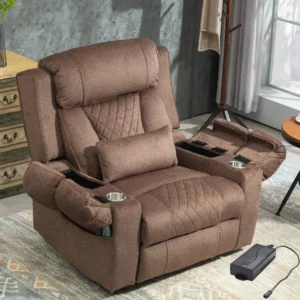 StashEase oversized lift chair with battery backup in brown